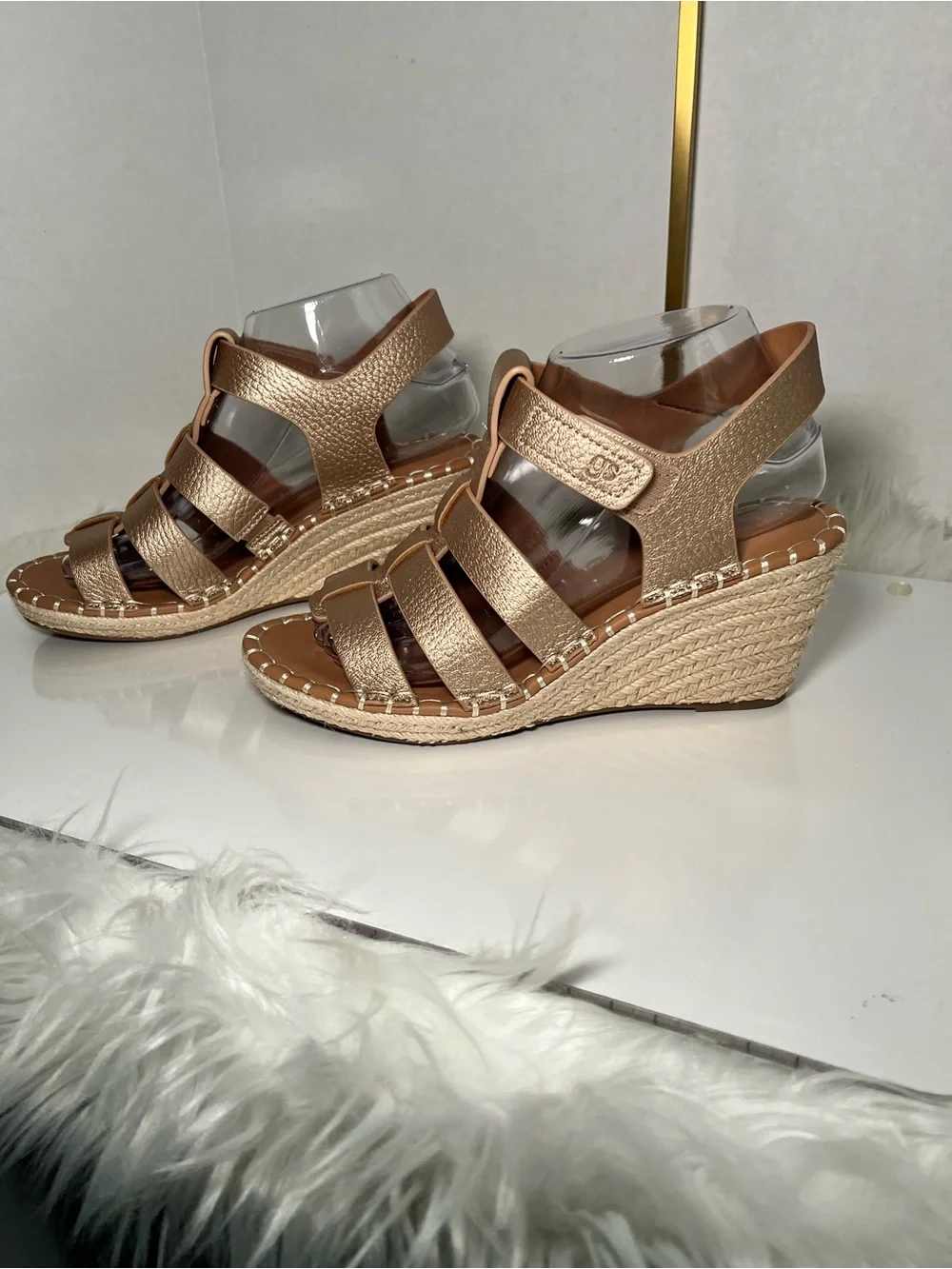 Kenneth Cole Gentle Souls Metallic Gold Wedge Sandals